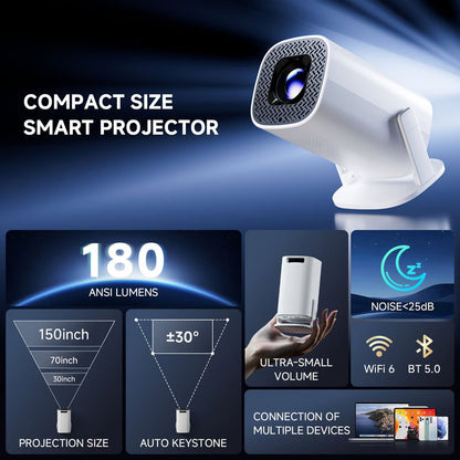 Android 14 Smart Mini Projector